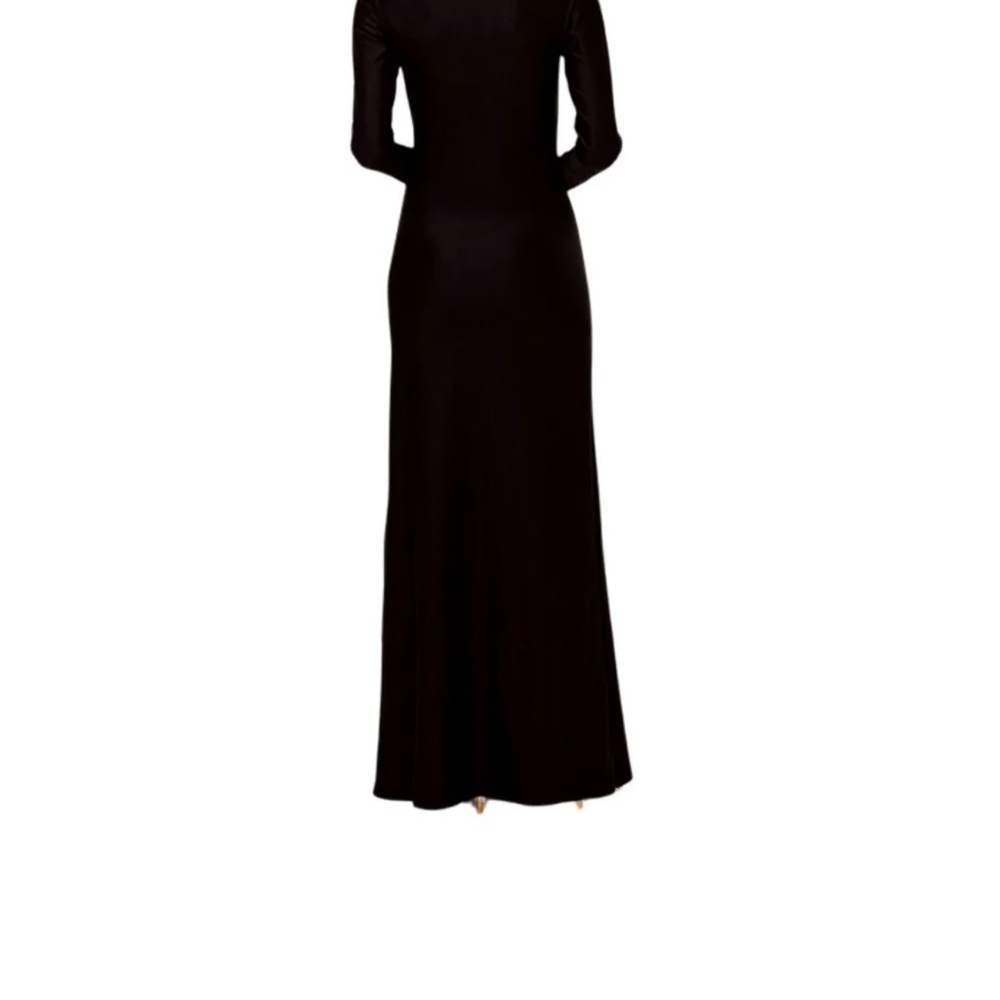 Black Mock Neck Bishop Sleeve Cocktail Gown